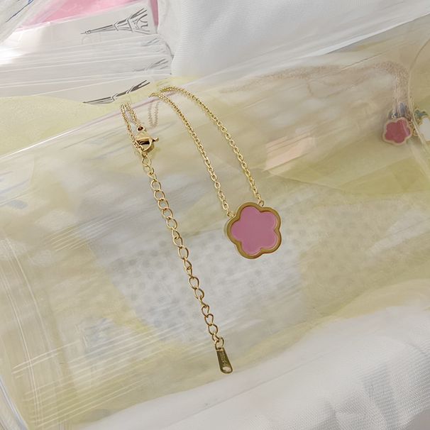 Cross Border E Commerce Lucky Five Leaf Clover Double Sided Petal Gold Earrings Bracelet Necklace Female Jewelry Set_ipsvogv.com
