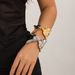 Metallic Texture Three-dimensional Leaf Opening Design With Liquid Pleated Cross Bracelet Bracelet_ipsvogv.com