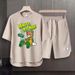 Men's Clothing 2024 Waffle Casual Summer Suit Men's Loose Teen Short sleeved T shirt Shorts Handsome Two piece Suit_ipsvogv.com