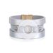 Women's Bohemian Multi Layer Gold Plated Leather With Diamond Plate Round Buckle Bracelet_ipsvogv.com