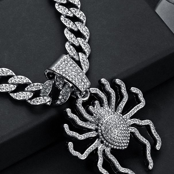 Personalized Design Alien Spider Pendant Hip Hop Full Diamond 3D Cuban Chain Necklace Jewelry_ipsvogv.com