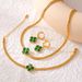 Four Leaf Flower Love Glass Stone Set New Stainless Steel Earrings Necklace Bracelet Three Piece Set_ipsvogv.com