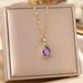 Purple Zircon Water Droplet Titanium Steel Necklace, Women's Collarbone Chain Style, French Romantic Classic Style_ipsvogv.com