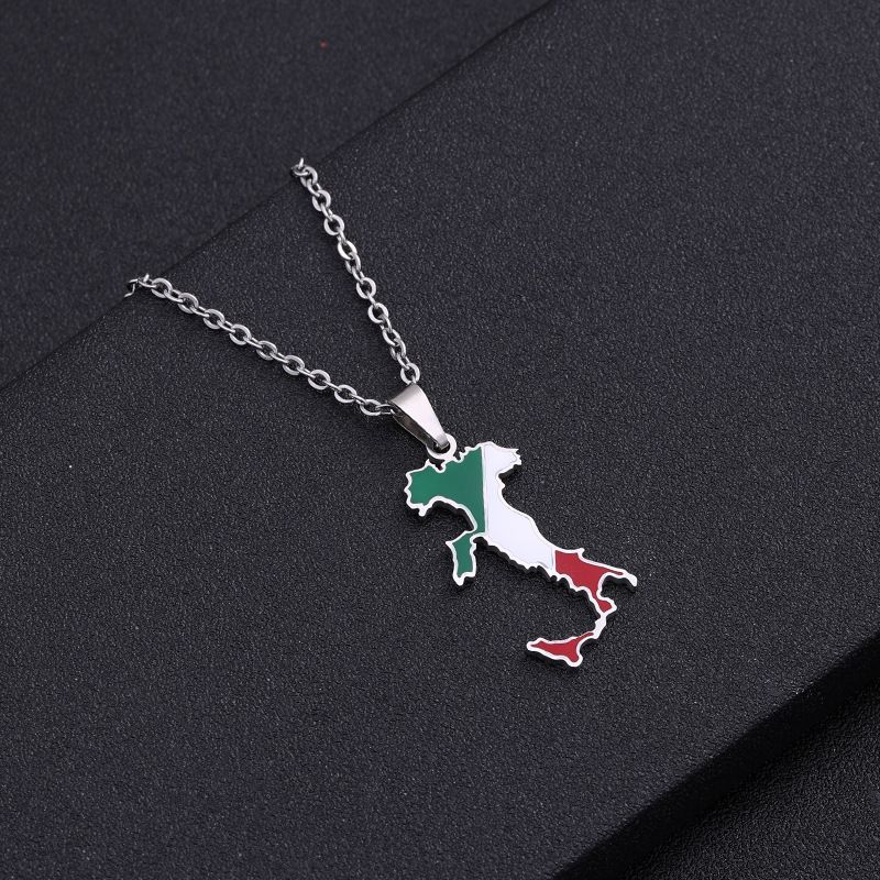 Italian map pendant stainless steel necklace ethnic style female niche design light luxury geometric oil drop jewelry_ipsvogv.com