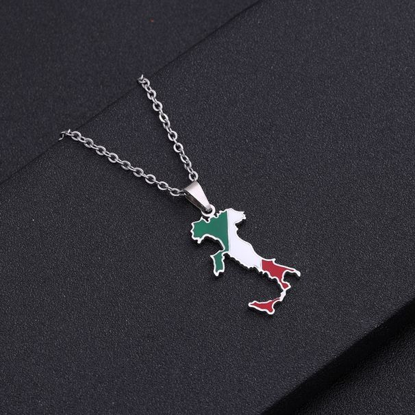 Italian map pendant stainless steel necklace ethnic style female niche design light luxury geometric oil drop jewelry_ipsvogv.com