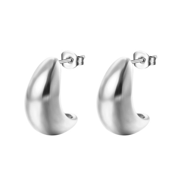 Yamaler 1 Pair Ear Studs Stainless Steel Polished Hypoallergenic Minimalist Open Hoop Metal Circle Earrings Fashion Jewelry_ipsvogv.com