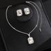 Water Drop Shaped Jewelry Two-Piece Set Necklace Earrings Square Pendant_ipsvogv.com