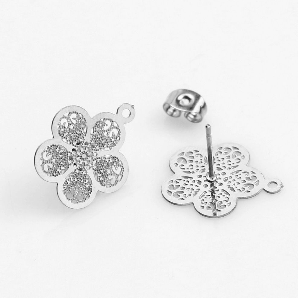 304 Stainless Steel Gold Floral Pattern DIY Handmade Earring Accessories_ipsvogv.com