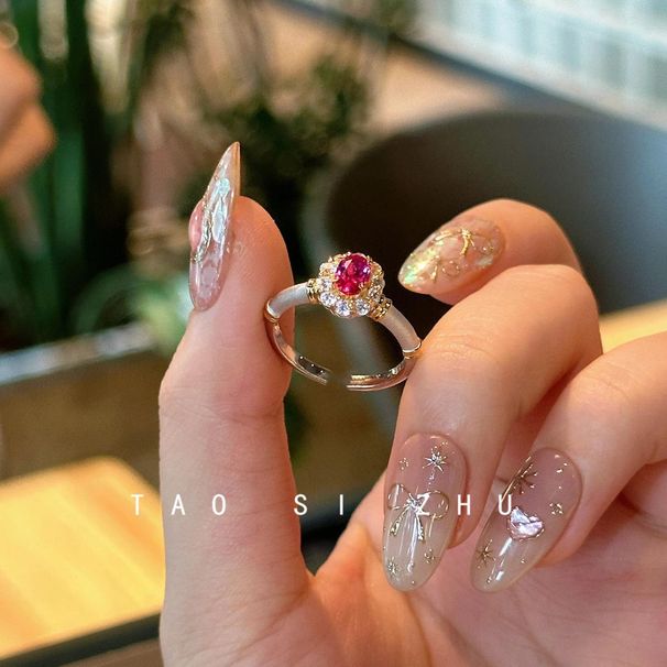 bursts Sparkling Letter Windy Rose With Red Pigeon Egg Zircon Full Diamond Antique Light Luxury High-end Feel, Feel,_ipsvogv.com