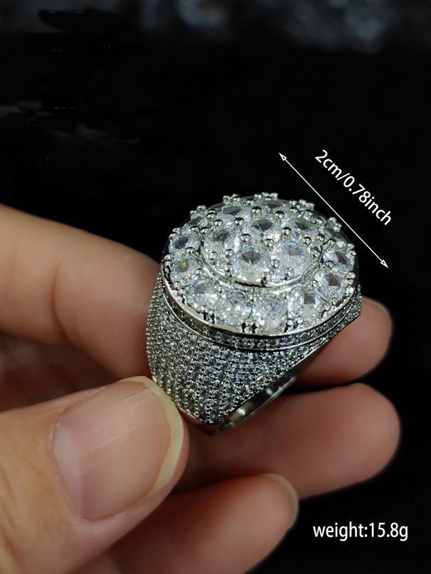 Hip Hop Trendy Copper Material, Real Gold, Electroplated Flower Diamond, Men's Ring, Personalized Accessory_ipsvogv.com