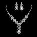 Round Full Diamond Bridal Jewelry Set - Wedding Necklace & Earrings (Korean Style, High-End Sparkle)_ipsvogv.com