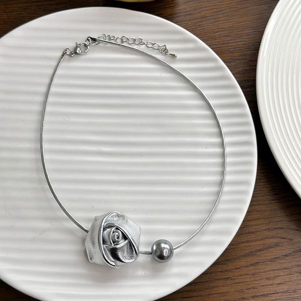Unisex High End Atmosphere Rose Pearl Necklace Choker Niche Necklace Female New Temperament Necklace Accessories_ipsvogv.com
