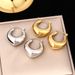 Titanium French Gold Stainless Steel Hollow Tube Chubby Earrings Do Not Fade Jewelry_ipsvogv.com