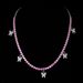 Fashion Simple Copper Hip Hop Pink Zircon Trendy Bow Necklace Tennis_ipsvogv.com