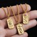 Hot Sale Vacuum Plated Gold Zircon Necklace Stainless Steel Square Sun Star Seal Pendant Necklace_ipsvogv.com