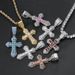 Unisex popular square colored zircon cross pendant new personality full diamond necklace trendy hip hop jewelry_ipsvogv.com