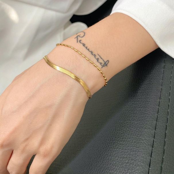 Fashion Simple Flat Snake Chain Rice Chain Does Not Separate Can Be Matched At Will Overlap Bracelet French Style_ipsvogv.com