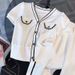 Women's 2024 summer new salt series age-reducing cardigan short-sleeved wide-leg pants two-piece suit_ipsvogv.com