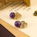 French New Fashionable Full Diamond Petals Inlaid with Natural Amethyst Stones, Simple Earrings, Exquisite and Elegant_ipsvogv.com