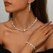 Wedding Jewelry Korean Fashion Bridal Accessories Silver Diamond Necklace Earrings Bracelet Three Piece Set_ipsvogv.com
