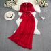 Women's fashion single breasted lace shirt two-piece set high waist a line pleated skirt_ipsvogv.com