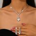 Women’s Jewelry Set Fashion Hot Selling Bridal Necklace Set High End Versatile Crystal Peach Heart Clavicle Chain Earrings Two Piece Set_ipsvogv.com
