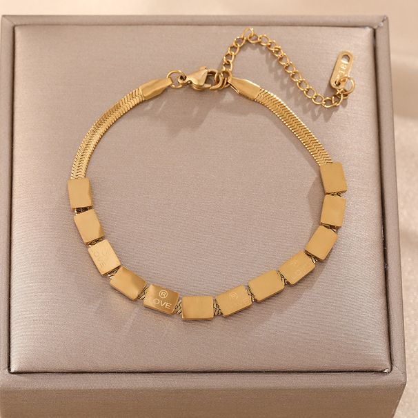 Titanium Steel Necklace Bracelet With Twelve Square Blade Chain, Fashionable And Simple Love Set Accessories That Do Not_ipsvogv.com