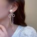 Unisex New Summer Tassel Bow Earrings Pearl Temperament Advanced Korean Net Earrings Ear Clips_ipsvogv.com
