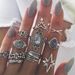 Retro Diamond Carved Starry Sky Gemstone 11 Piece Combination Set Ring_ipsvogv.com