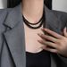 Korean Blogger Fever's Same Black Beaded Necklace, Female Niche, High-end Feeling, Light Luxury, Cold And Indifferent_ipsvogv.com