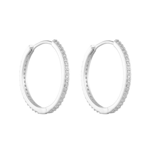 Women's Jewelry S925 Sterling Silver Earrings With Large Circles And Micro Inlaid Zircon Temperament Earrings Simple And Versatile High End Earrings_ipsvogv.com