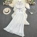 Women's fashion single breasted lace shirt two-piece set high waist a line pleated skirt_ipsvogv.com