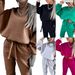 Women's Clothing autumn and winter new fashion solid color sweatshirt casual two piece set_ipsvogv.com