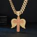 New Style Rhinestone Personality Full Diamond Angel Wings Cross Pendant Hip-Hop Creative Necklace_ipsvogv.com