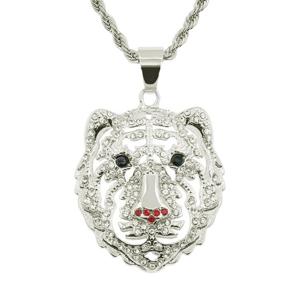 Hip Hop Full Diamond Lion Head Pendant Necklace Jewelry Trendy Men's Street Dance Bounce Dressing Personalized Sweater_ipsvogv.com