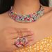 Fashion temperament full of diamond colored gravel necklace earrings set female personality exaggerated dinner accessories_ipsvogv.com