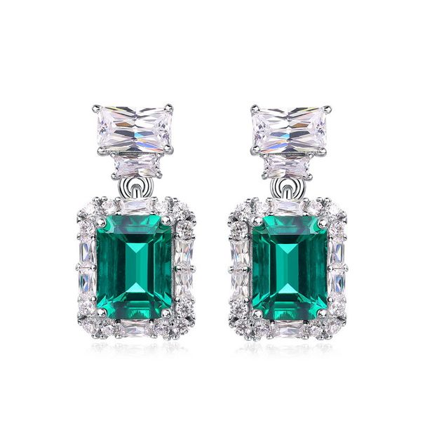 Bright Colored Gemstone Retro Earrings S925 Silver Inlaid Cultivated Emerald Earrings Light Luxury All Match_ipsvogv.com