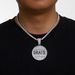 Hip Hop Round Shield Letter GRAYS Full Diamond Alloy Pendant Cuban Chain Necklace For Men_ipsvogv.com