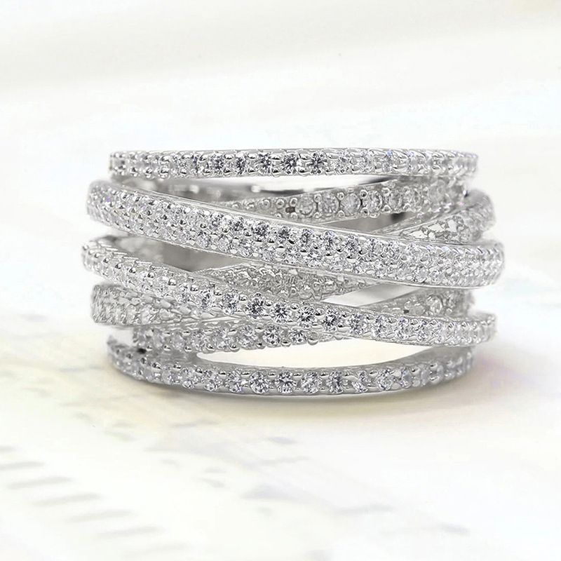 Cao Shi's New Trendy Multi-layer Cross With Lines Women, Micro Inlaid Zircon Engagement Gift, Fashionable Ring For Women_ipsvogv.com