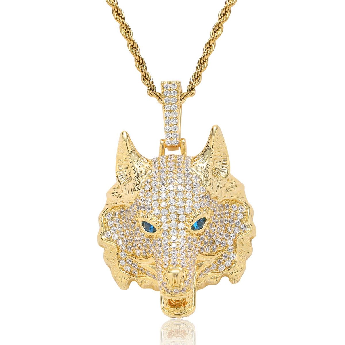 Pendants & Charms Hip Hop Wolf Head Necklace Pendant Micro Inlaid Zircon Men's Punk Clavicle Chain Trendy All Match Niche Jewelry_ipsvogv.com