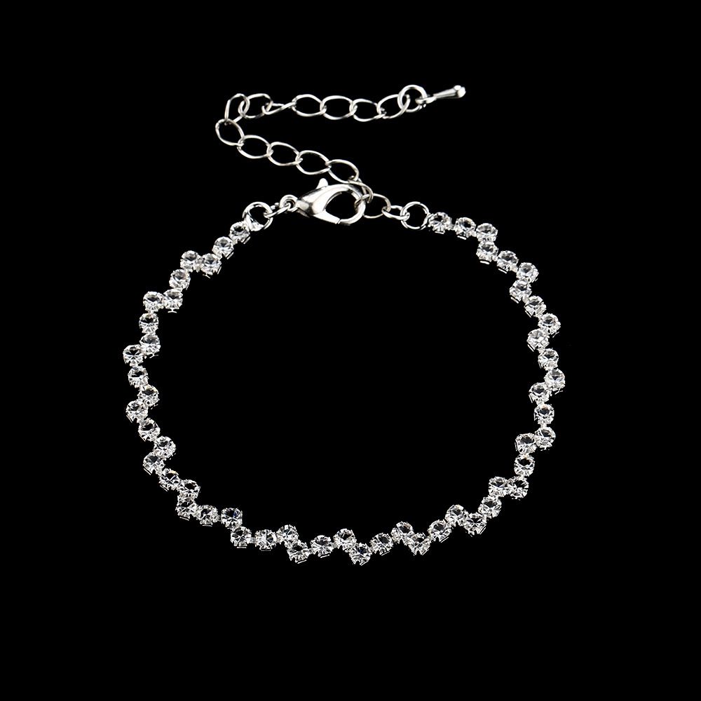Simple Silver Zircon Necklace & Earrings Set - Women's Elegant Pendant Jewelry (Wholesale Bridal Gift, White Inlaid)_ipsvogv.com