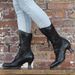 Women's Shoes autumn and winter new British style lace splicing front lace up pointed toe mid heel women's boots_ipsvogv.com