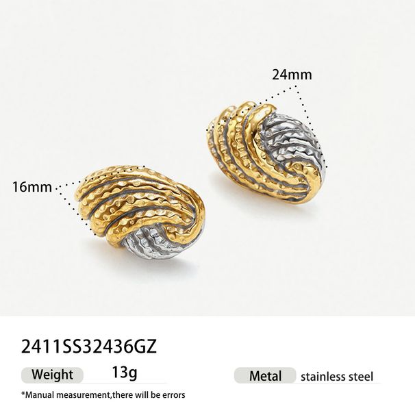 personality two color round geometric stainless steel earrings high end non fading earrings for women_ipsvogv.com
