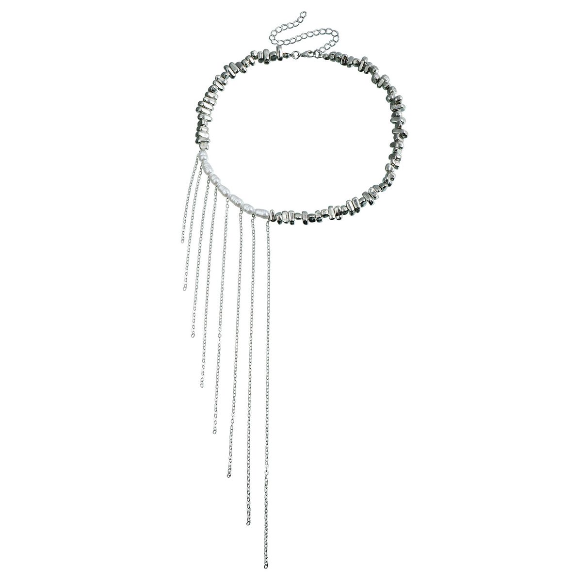 Light Luxury Fashion Tassel Irregular Beaded Collarbone Chain Ins Personalized Simple Splicing Necklace_ipsvogv.com