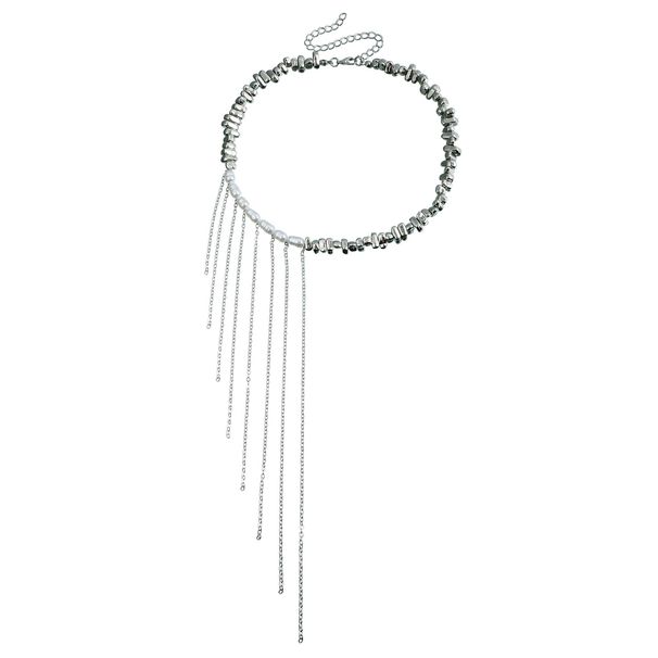 Light Luxury Fashion Tassel Irregular Beaded Collarbone Chain Ins Personalized Simple Splicing Necklace_ipsvogv.com