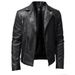 Men's PU Leather Jacket Men's Stand Collar Punk Motorcycle Leather Jacket_ipsvogv.com