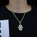 Hip Hop New Star Palm Pendant With Full Diamond Men's Necklace_ipsvogv.com