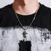 Cross Necklace, Men's Trendy Melon Seed Chain With Diamond Inlaid Pendant, Titanium Steel Hip-hop Versatile Accessories,_ipsvogv.com