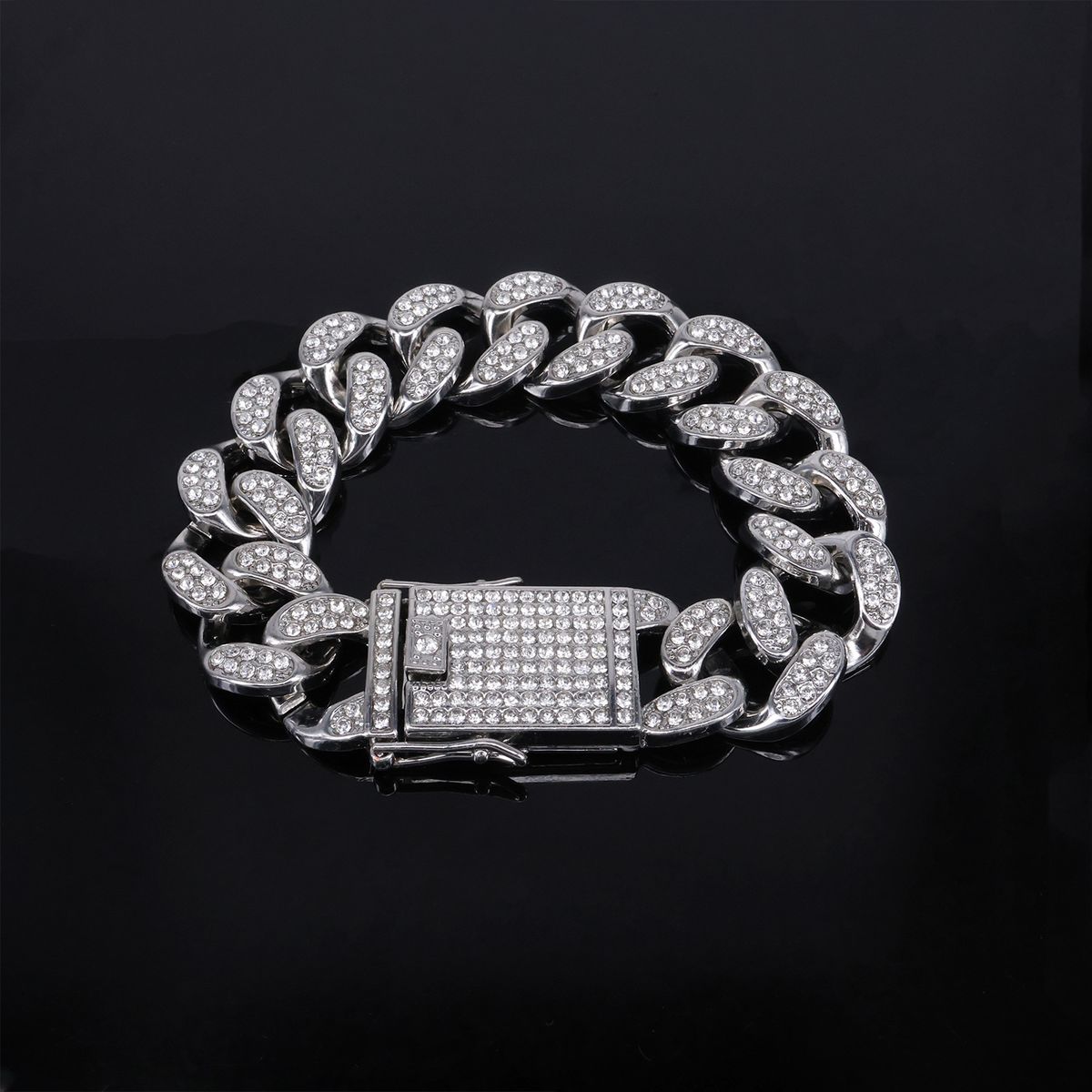 Unisex 20mm Round Chain Full Of Diamond Alloy Men's Necklace Street Rap Trend Hip Hop Style Cuban Chain_ipsvogv.com