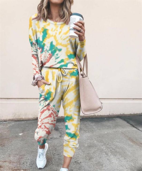 Women's Clothing 2024 spring autumn and winter printed casual long sleeved women's sports suit_ipsvogv.com